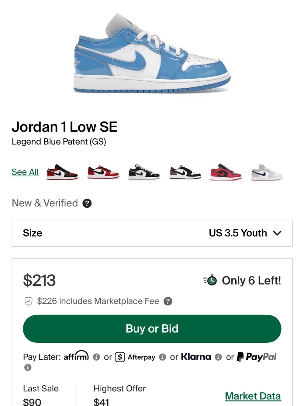Jordan 1 Low SE — White & Legend Blue Patent